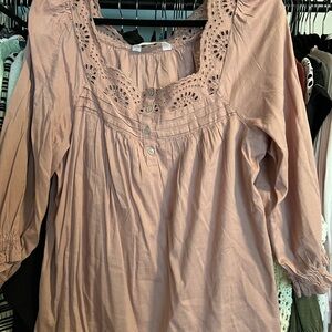 LC Lauren Conrad Mauve Eyelet Blouse